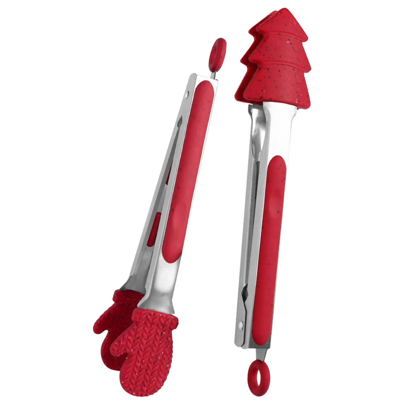 Christmas Silicone Food Tongs Kitchen Accessories