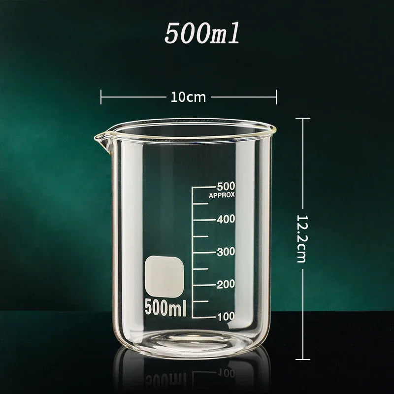 Borosilicate Glass Measuring Cup Clear Scale Beaker 50-1000ml