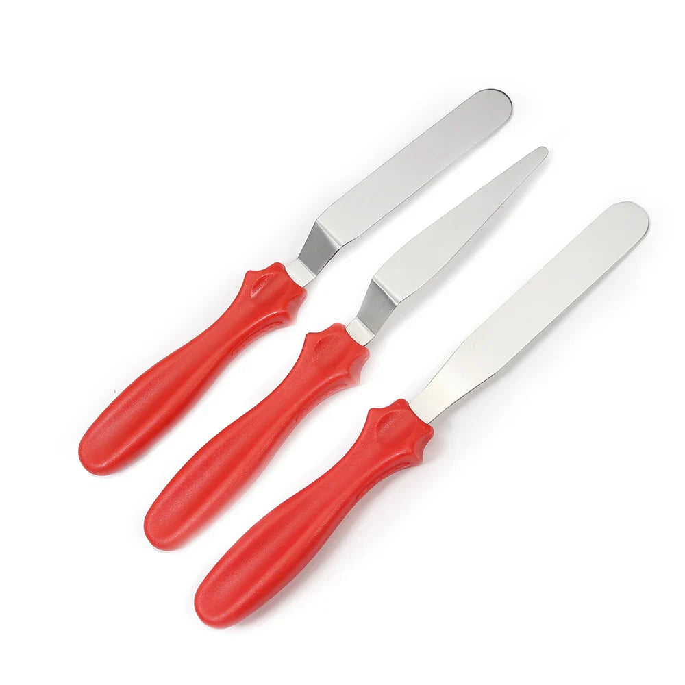 Cranked Angled Spatula Set of 3 - Cake Icing Fondant Tools