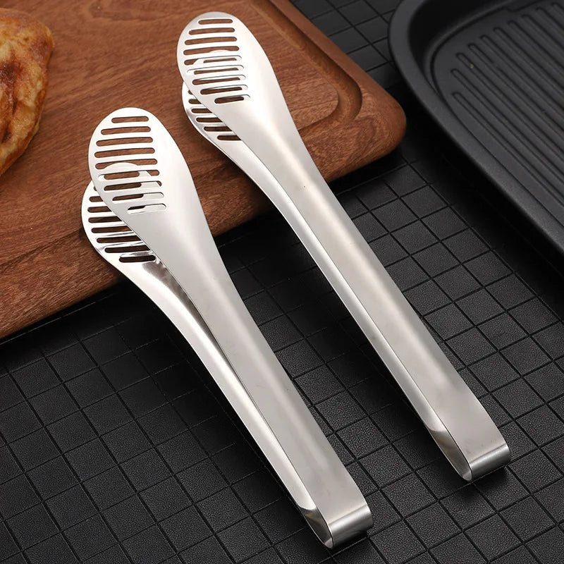 Stainless Steel Kitchen Tongs - 3 Sizes, Multifunctional Cooking Utensils