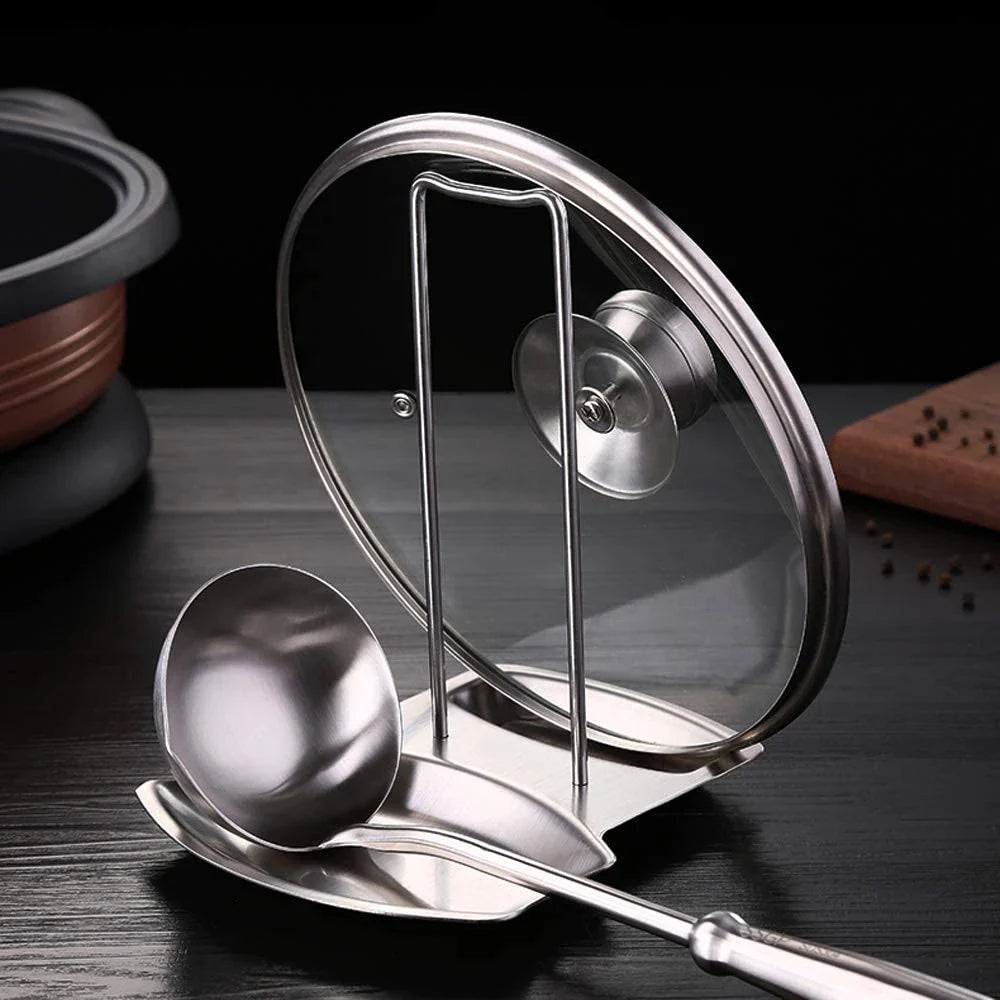 Stainless Steel Pot Lid Rack Pan Cover Holder Spoon Stand Kitchen Accessories