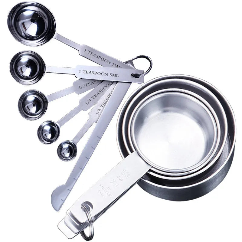 Stainless Steel Measuring Cups and Spoons Set - Stackable Kitchen Tools