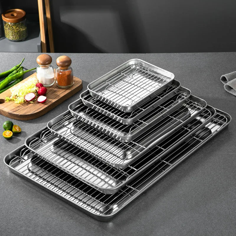 304 Stainless Steel Nonstick Baking Tray with Cooling Rack