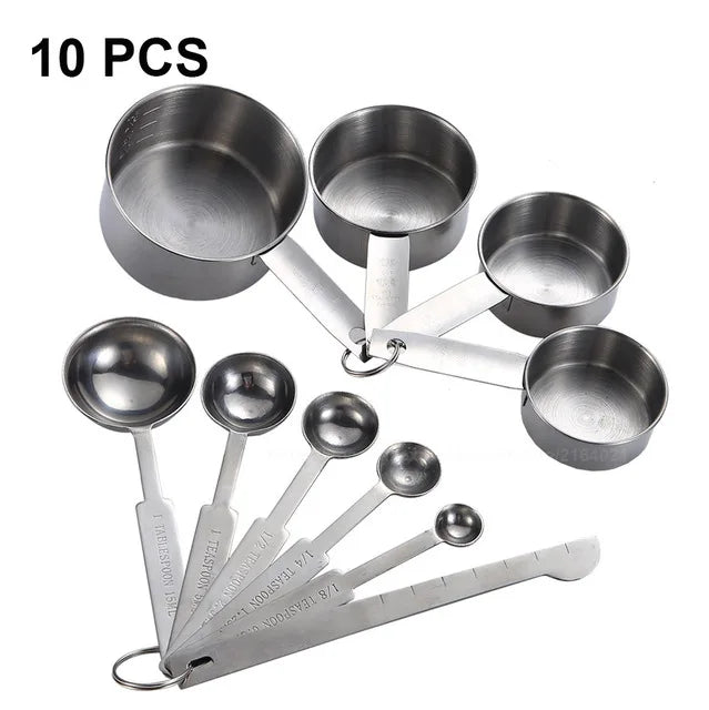 Stainless Steel Measuring Cups and Spoons Set - Stackable Kitchen Tools