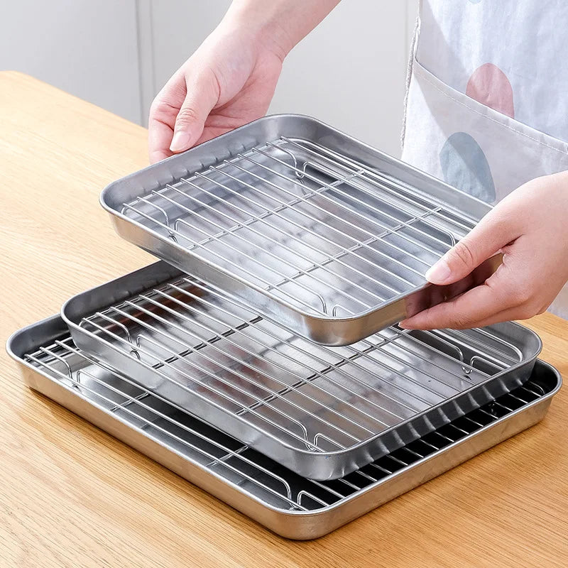 Stainless Steel Non-Stick Baking Tray Set with Cooling Rack