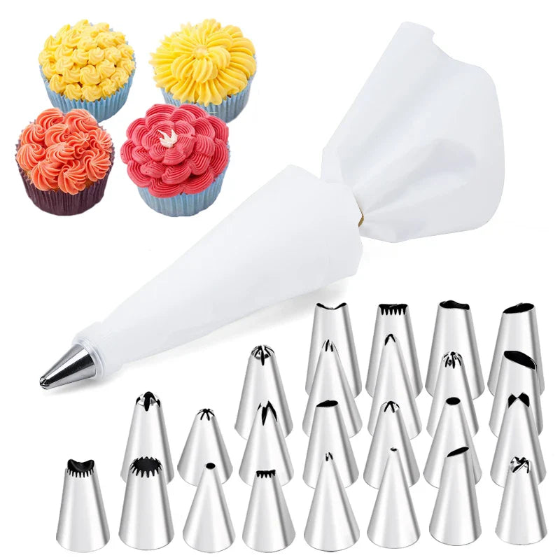 Pastry Bag & Stainless Steel Nozzle Set for Cake Decorating