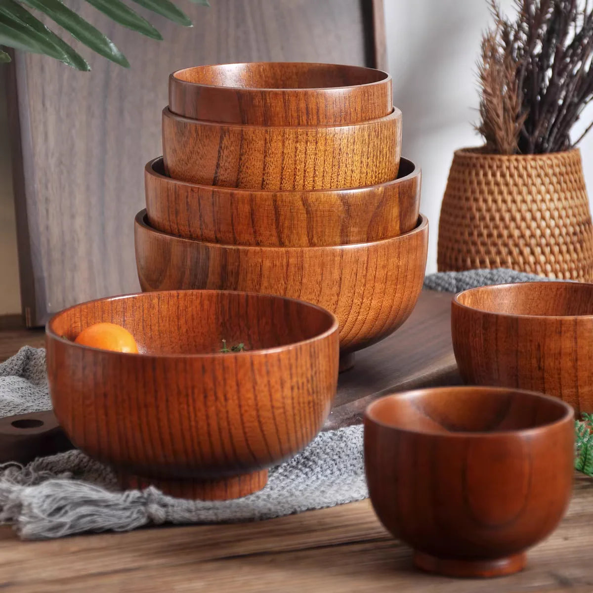 Jujube Wood Soup Salad Bowls - Solid Wood Tableware