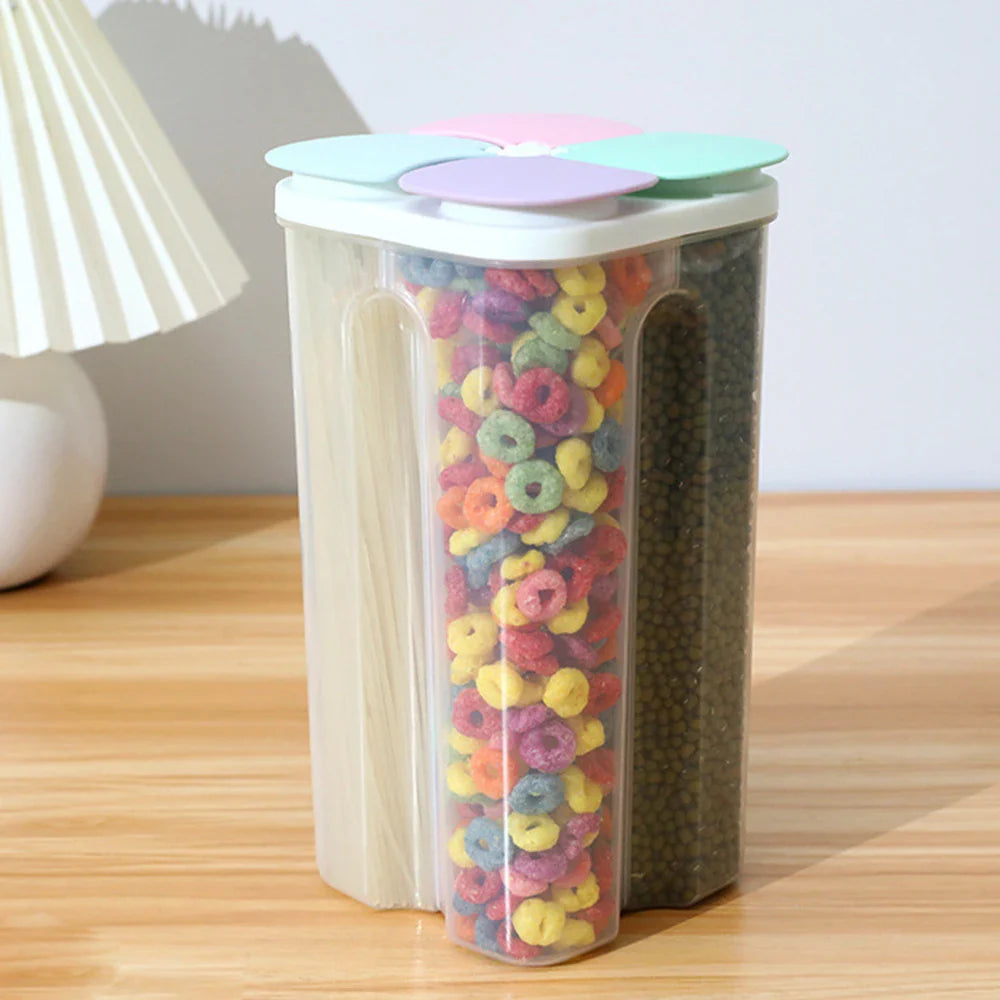 Four Grains Transparent Storage Jar, Moisture-Proof Sealed Compartment