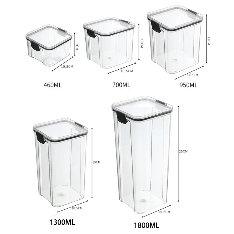 Sealed Grain Storage Organizer Set - Large Plastic Moisture-proof Kitchen Jars