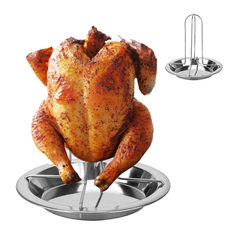 Non-stick Carbon Steel Chicken Roaster Rack BBQ Grill Stand