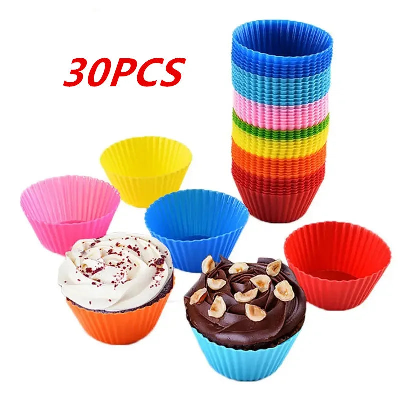 Silicone Round Muffin Cupcake Molds Reusable Cake Decorating Tools