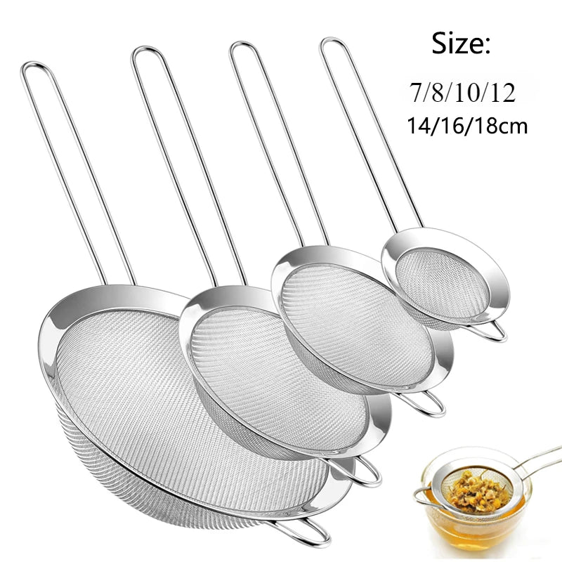 Stainless Steel Mesh Strainer Set - Oil, Flour, Sieve, Baking Tools