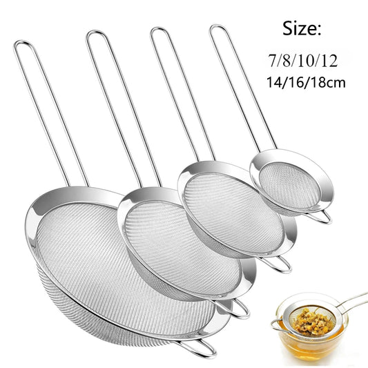 Stainless Steel Mesh Strainer Set - Oil, Flour, Sieve, Baking Tools