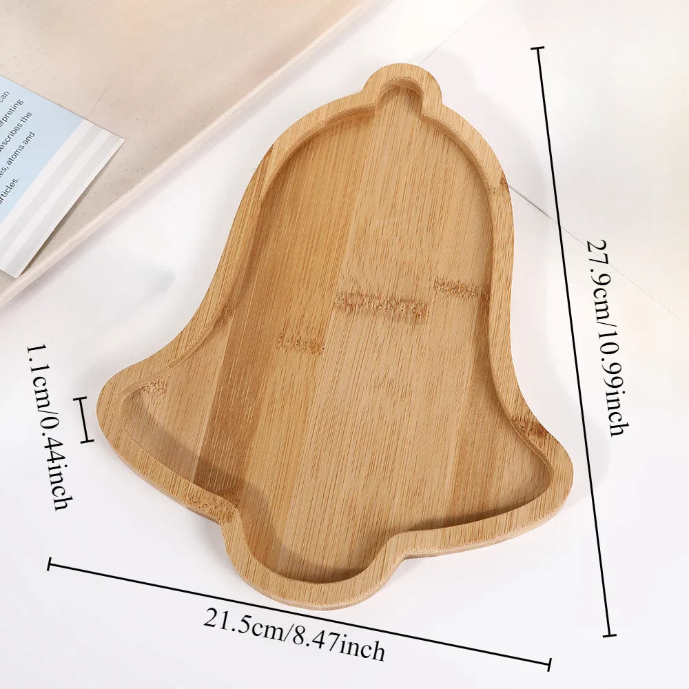 Christmas Tree Bamboo Food Tray Tableware Party Decor Snack Tray