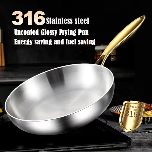 316 Stainless Steel Nonstick Frying Pan Wok Induction Cookware