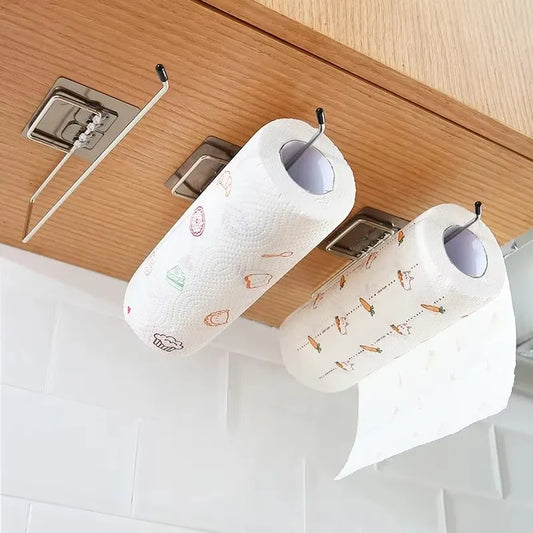 Kitchen Wall Hanging Paper Towel Rack, Perforation-Free Dish Cloth, Towel, Plastic Wrap Storage Hooks