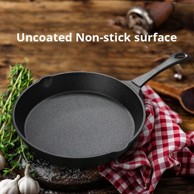 Small Cast Iron Frying Pan Uncoated Black for Cooking and Stir-Frying