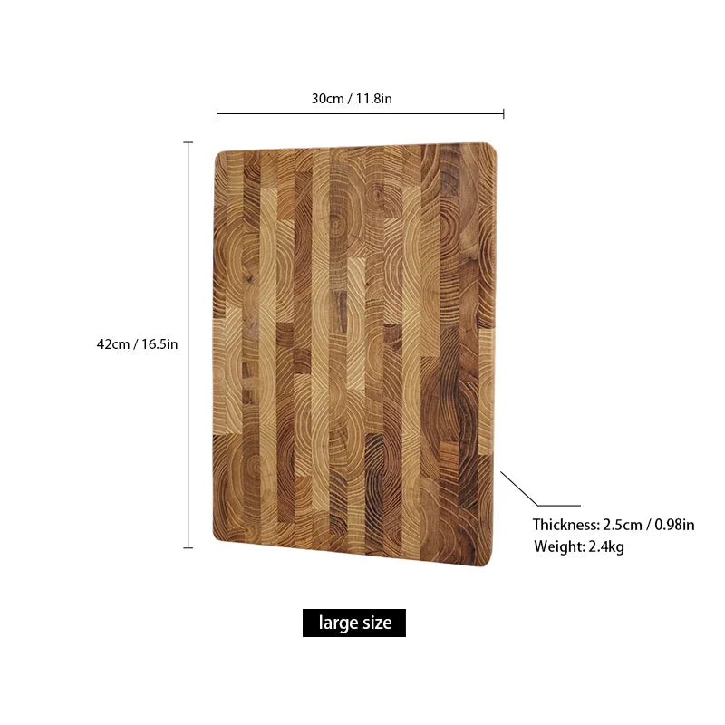 Teak Wood Cutting Board: Large, High Quality, 16.5x11.8/13.3x9.5 Inch, 1 Inch Thick, Christmas, Halloween