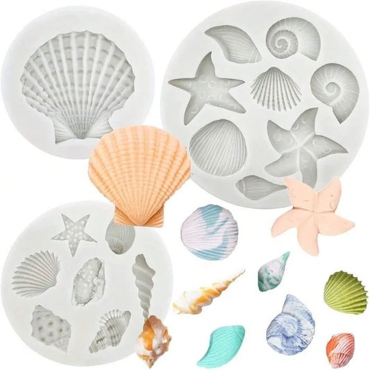 Silicone Shell Cake Mold Set, Conch Fondant & Chocolate Molds, DIY Cupcake Decorating Tools