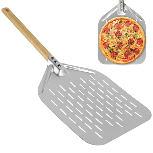 12" Non-stick Metal Pizza Peel with Wooden Handle