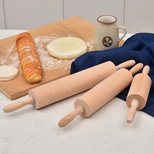 Beech Wood Non-Stick Rolling Pin for Pastry, Pasta, Dumplings, Pizza, Pancakes, Empanadas