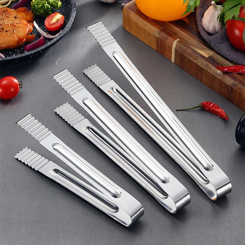 Stainless Steel BBQ Tongs Food Serving Clip Ice Cube Clamp Buffet Tools