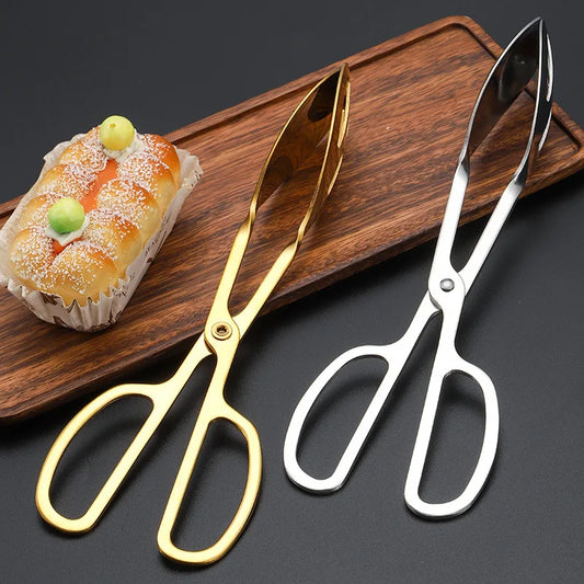 Stainless Steel Buffet Tongs Scissors Serving BBQ Tools for Salad Bread Kitchen Accessories