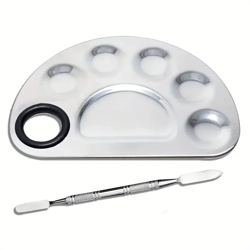 Stainless Steel Makeup Mixing Palette with Spatula