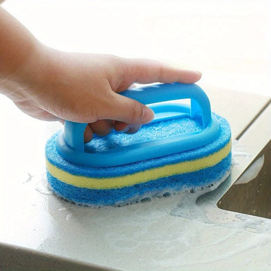 Kitchen Cleaning Brush with Handle - High-Density Scouring Pad for Pots and Tiles