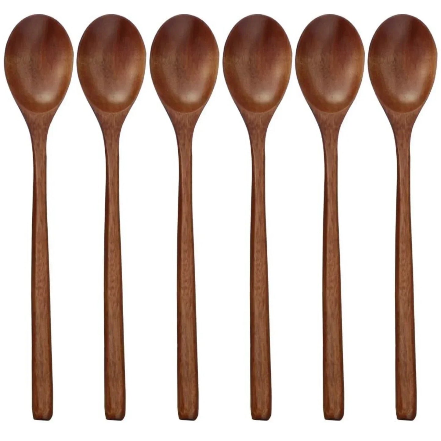 6-Piece Bamboo Wooden Spoon Set 9" Natural Wood Cooking & Mixing