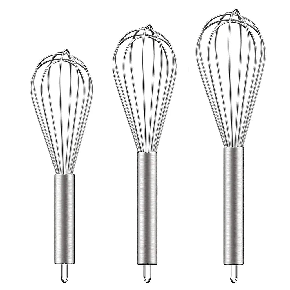 Stainless Steel Whisk Set - 3 Pack (8/10/12 Inch) Balloon Egg Beaters