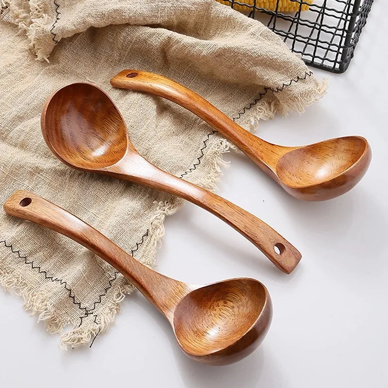 Wooden Ramen Spoon Long Handle Non-stick Cooking Utensil