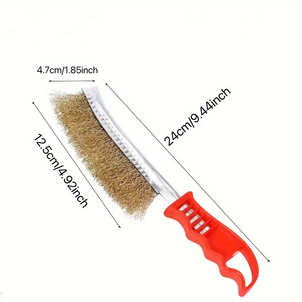 Copper-Plated Stainless Steel Wire Brush, Long Handle Grill Rust Remover