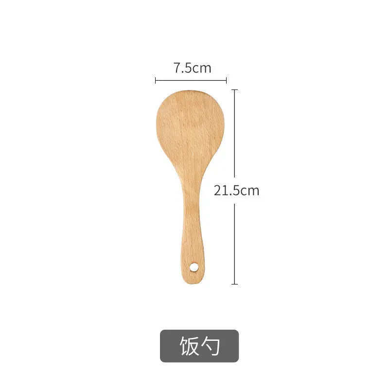 Wooden Spatula Spoon Set - High Temperature Resistant, Natural Wood, No Paint/Wax