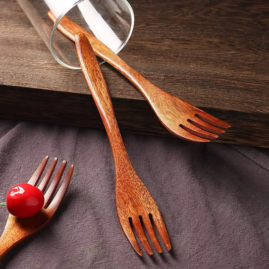 Wooden Dessert Fork Set - Kids & Kitchen Cutlery Accessories