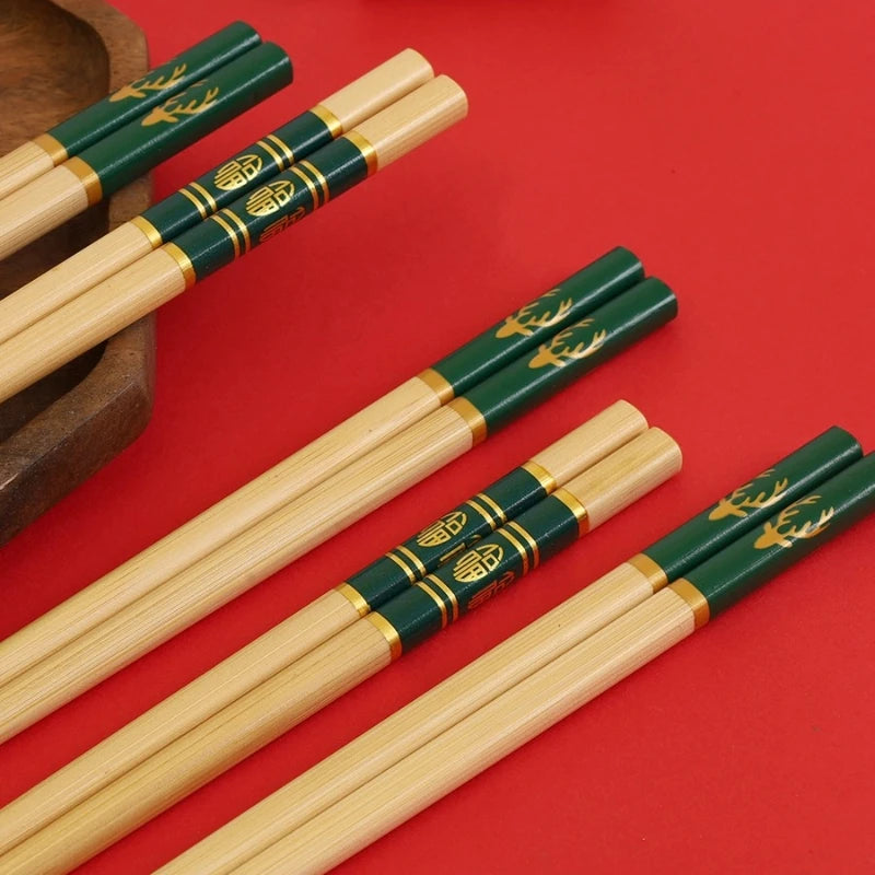 High-Grade Bamboo Wood Chopsticks Set Carbonized Process