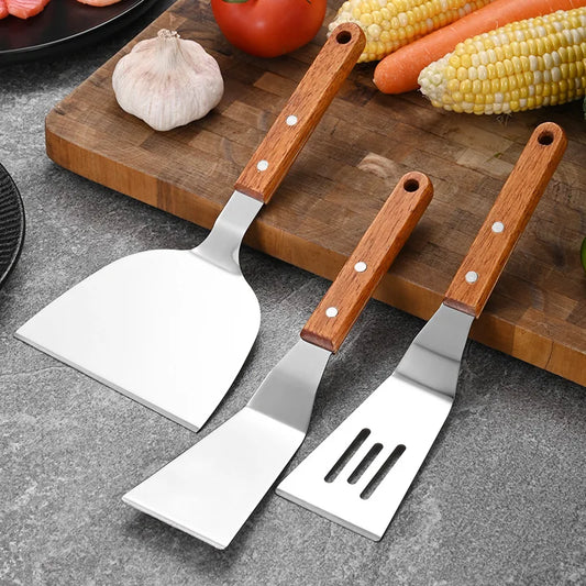 Stainless Steel Wooden Handle Cooking Spatula Frying Shovel Kitchen Tool