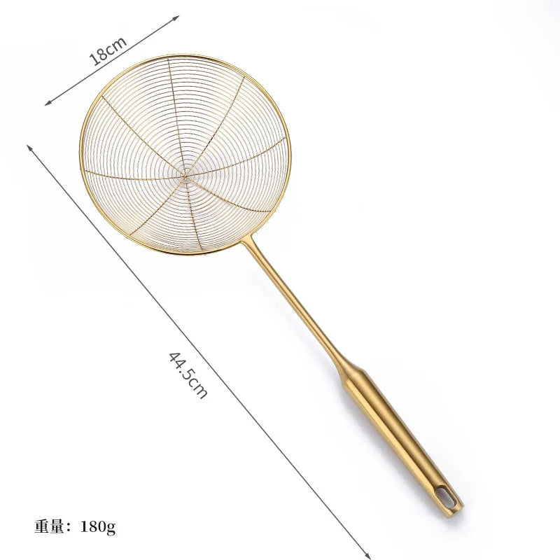 304 Stainless Steel Colander Strainer Long Handle Skimmer Oil Filter Pasta Dumpling Sieve Kitchen Tool