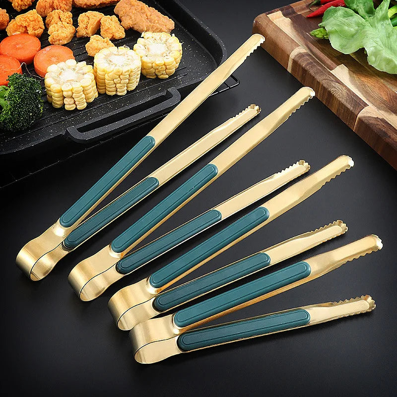 Stainless Steel Non-Slip BBQ Tongs Kitchen Utensils