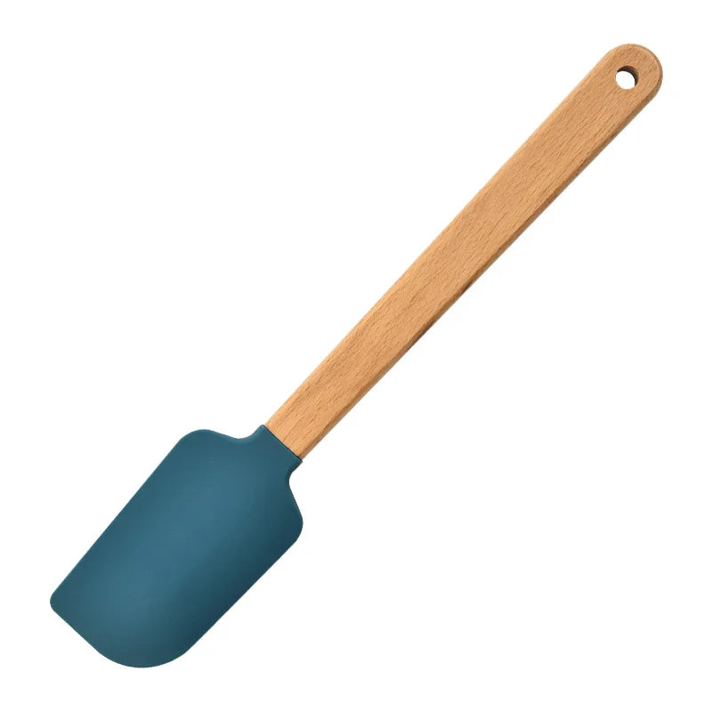 Wooden Handle Silicone Spatula Non-stick Pastry Blender Butter Spreader Baking Tool