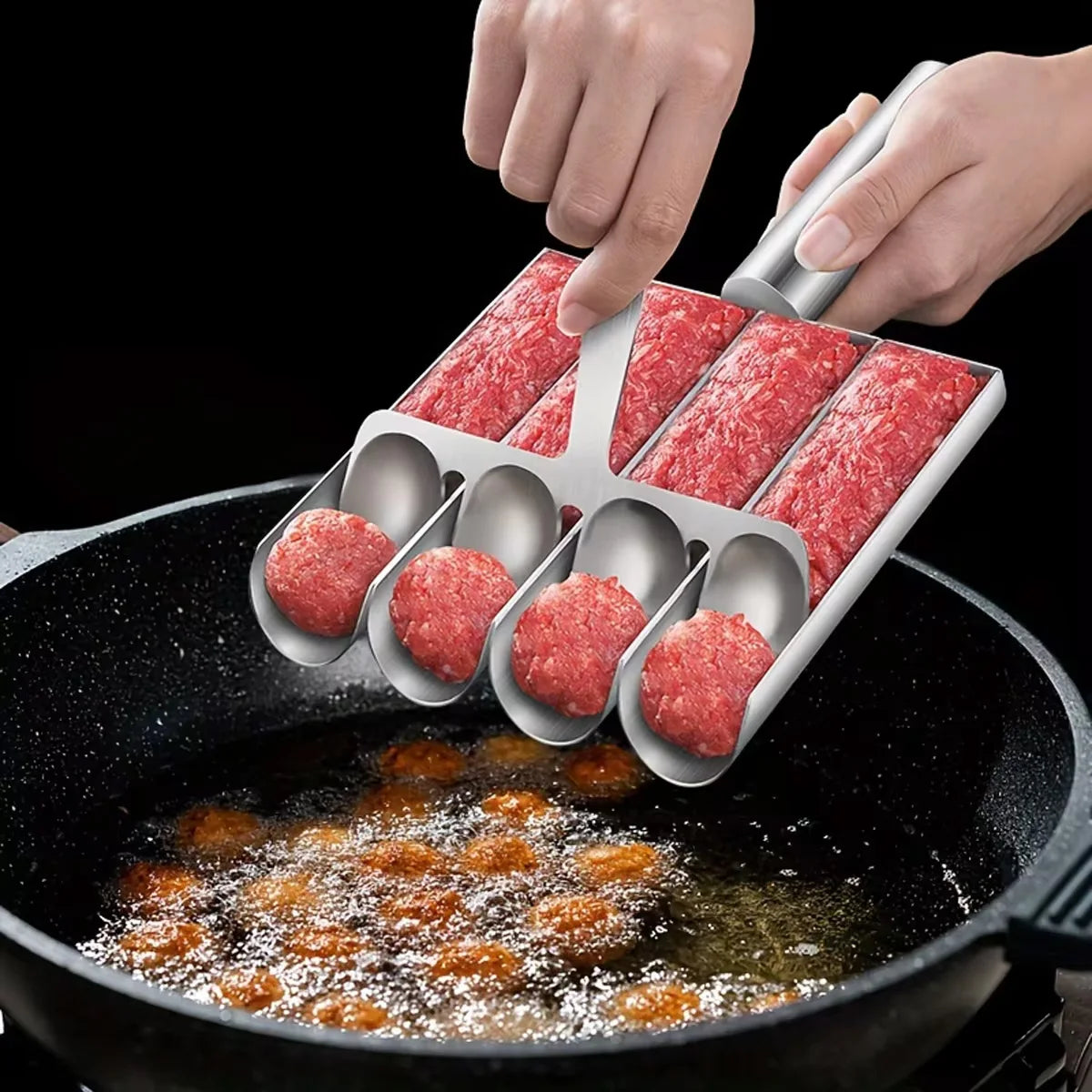 Non-Stick Meatball Maker Set - Easy-Release Manual Spoon for Fish Balls - Ideal Kitchen Tool