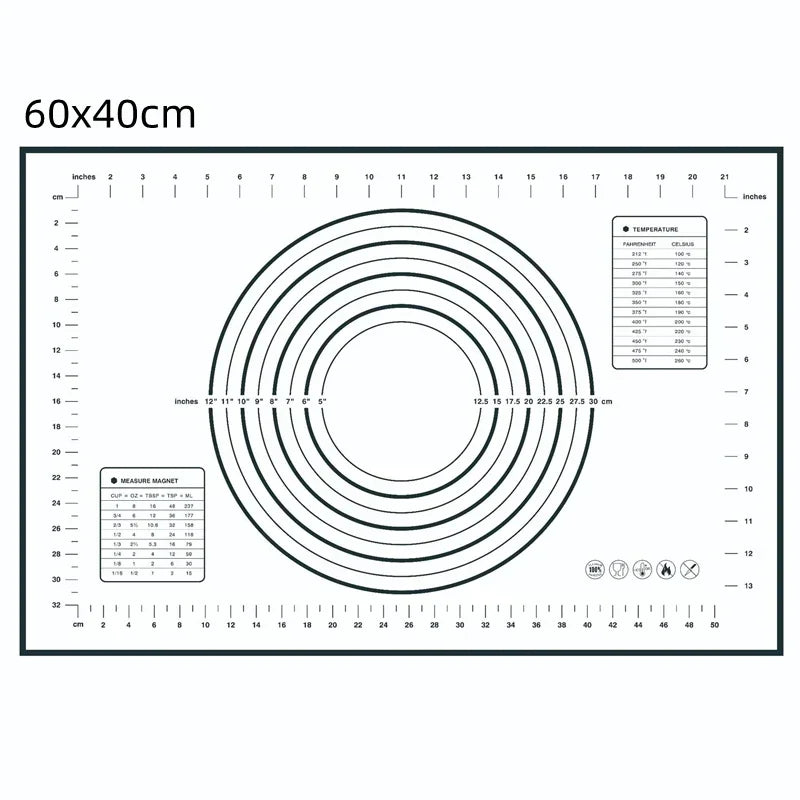 Silicone Non-stick Baking Mat with Scale for Dough, Pastry, Pizza, Dumplings