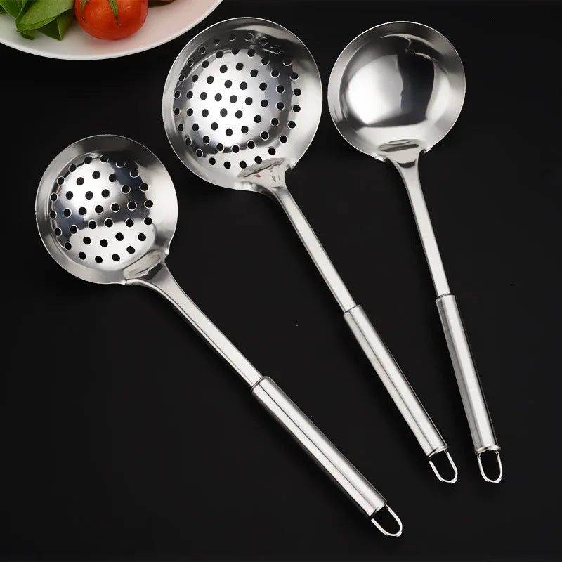 304 Stainless Steel Soup Ladle Oil Skimmer Ramen Scoop Pasta Strainer Kitchen Utensils