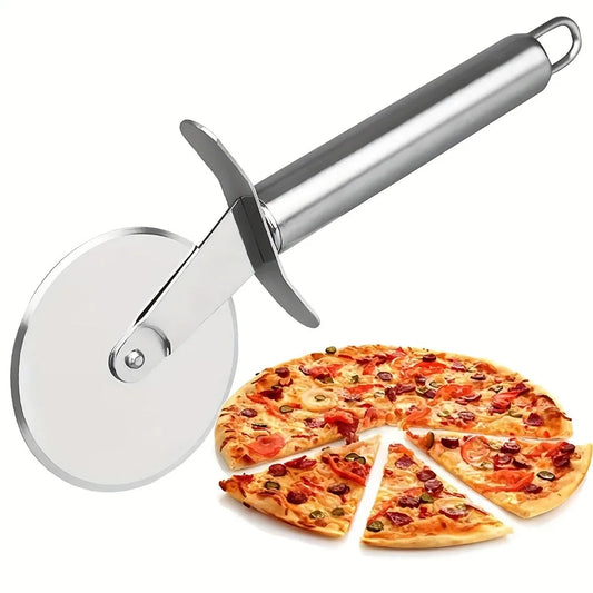 Stainless Steel Pizza Cutter Wheel and Server Tool