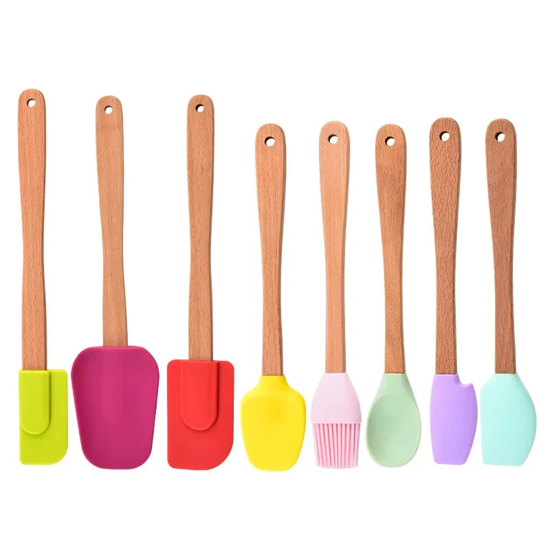 Mini Cake Baking Set: Silicone Scraper, Spatula, Oil Brush, Spoon, Blender (5/8 Pcs)