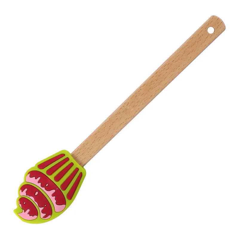 Christmas Silicone Spatula Wooden Handle Non-stick Pastry Blender Kitchen Gadget