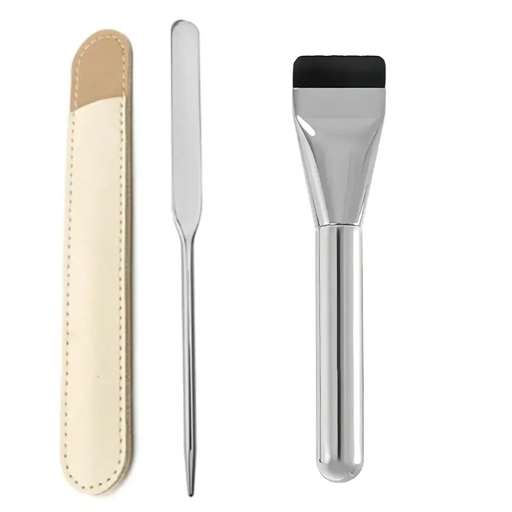 Stainless Steel Makeup Spatula Set: Foundation Brush, Eyeshadow Cream, Contour Tool