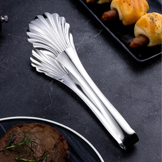 Stainless Steel BBQ Tongs Steak Bread Clamp Cooking Utensils