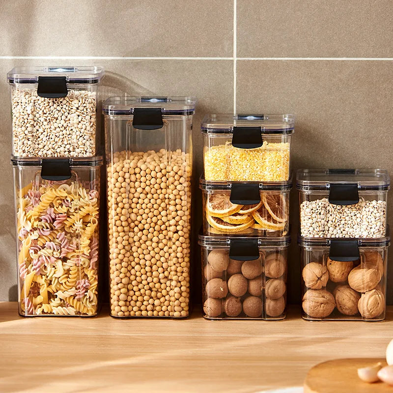 Sealed Grain Storage Organizer Set - Large Plastic Moisture-proof Kitchen Jars