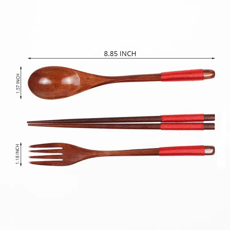 Wooden Chopsticks Fork Spoon Set - Japanese-style Tableware